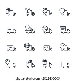 set of delivery truck elements symbol template for graphic and web design collection logo vector illustration