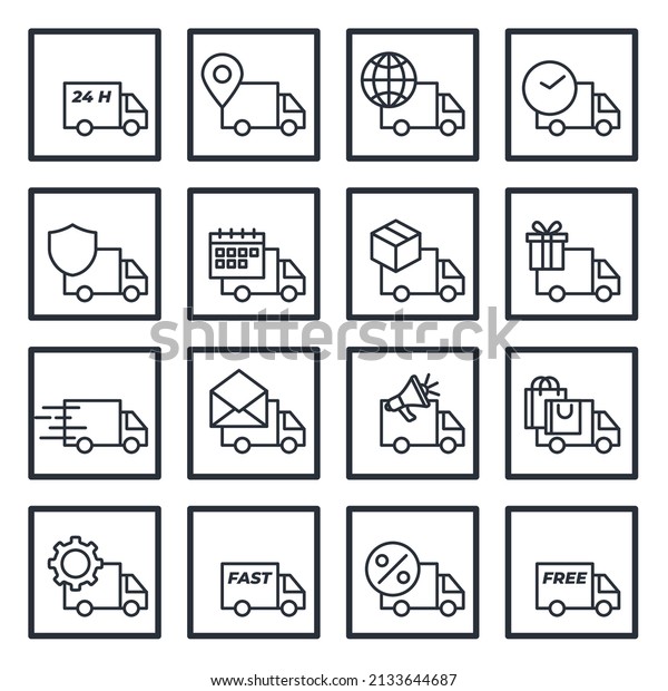 set of\
delivery truck elements symbol template for graphic and web design\
collection logo vector\
illustration