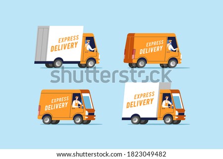 Set of delivery trucks. Vector illustration.