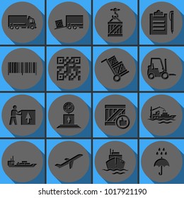 Set of delivery vector icons. Round papercut pictogram with 3d effect.