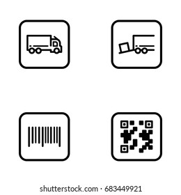 Set of delivery vector thin line icons.