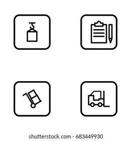 Set of delivery vector thin line icons.