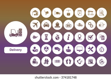 Set Delivery warehouse icons for web and user interface design