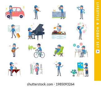 A set of Delivery woman about hobbies and lifestyle.type A.It's vector art so easy to edit.