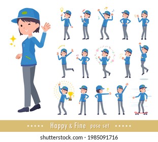 A set of Delivery woman in a cheerful pose.It's vector art so easy to edit.
