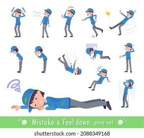A set of Delivery woman expressing failure and depression.It's vector art so easy to edit.
