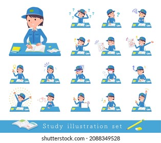 A set of Delivery woman on study.It's vector art so easy to edit.