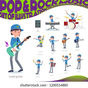 A set of delivery women playing rock 'n' roll and pop music.There are also various instruments such as ukulele and tambourine.It's vector art so it's easy to edit.