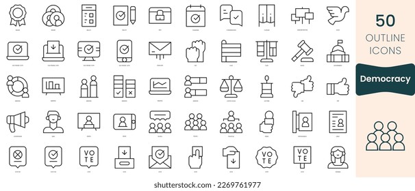 Set of democracy icons. Thin linear style icons Pack. Vector Illustration
