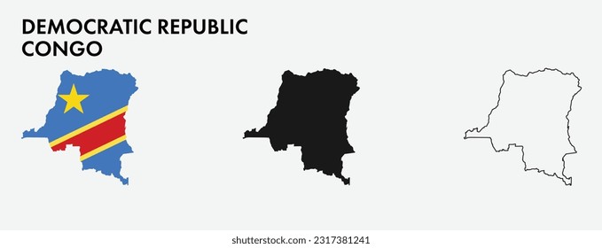 Set of Democratic Republic of the Congo map isolated on white background, vector illustration design