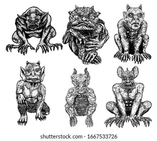 Set Demons Human Like Monsters Creatures Stock Vector (Royalty Free ...