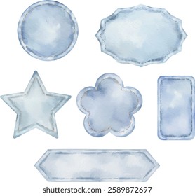 Set of denim patch illustration for label 