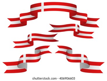 Set of Denmark insignia in different shape of ribbons