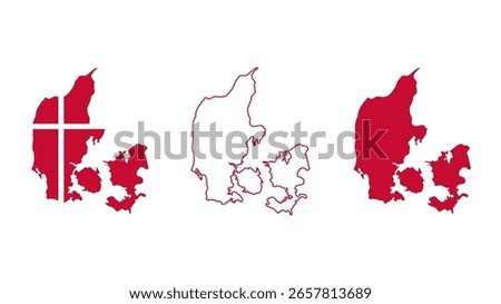Set of denmark map isolated on white background, vector illustration design
