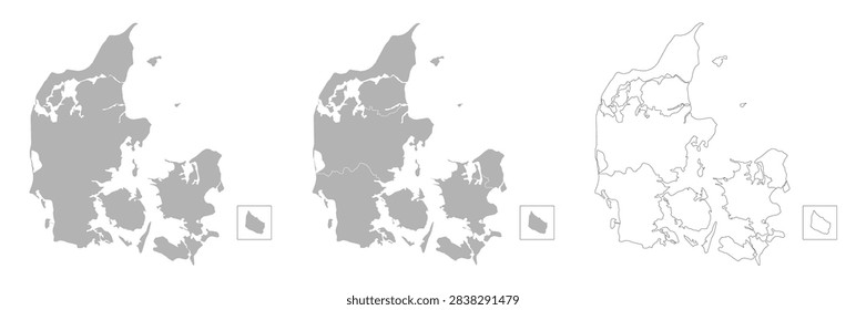 Set of DENMARK Maps with Main Map and Regional maps