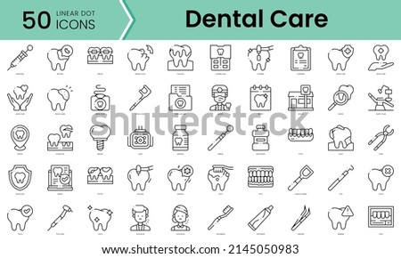 Set of dental care icons. Line art style icons bundle. vector illustration