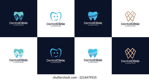 set of Dental Clinic Logo With Tooth Shape logo design template collection.