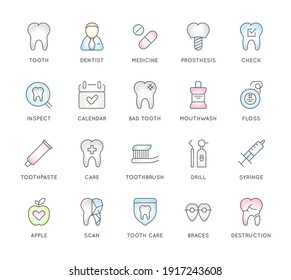 Set of Dental Clinic Vector Line Icons. 