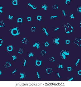 Set Dental floss, Broken tooth,  and plate on seamless pattern. Vector