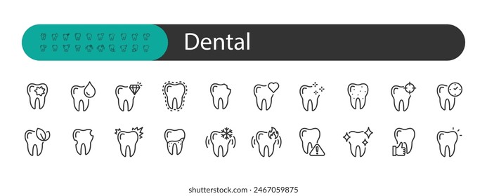 conjunto de iconos dentales, dentista, dientes, cuidado oral