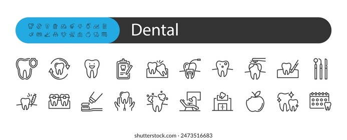 conjunto de iconos dentales, dentista, dientes, cuidado oral