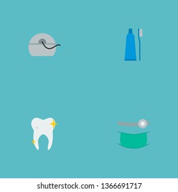 Set of dental icons flat style symbols with orthodontist, floss, toothpaste and other icons for your web mobile app logo design.