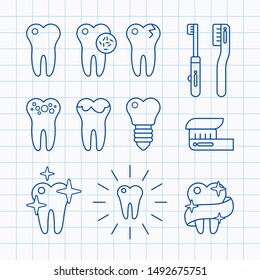 Set of dental icons in flat style. Vector illustration
