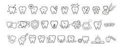 Set Of Dental Icons On White Background