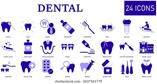 Set of dental Icons or symbols Vector fully editable file.