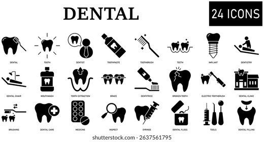 Set of dental Icons or symbols Vector fully editable file.