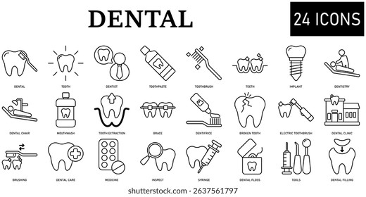 Set of dental Icons or symbols Vector fully editable file.