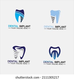 Set Dental implant logo vector  designs concept ,  Dental Clinic Care logo template