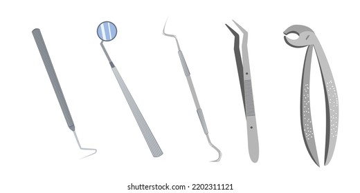 A set of dental instruments. Vector illustration