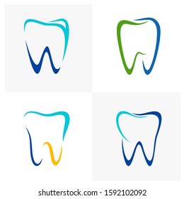 Set of Dental Logo Design Concept Vector Template. Creative Icon Symbol