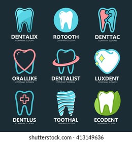 Set of dental logo design template. 