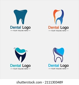 Set Dental Logo Design vector template.Creative Dentist Logo. Dental Clinic Vector Logo.