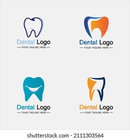 Establecer la plantilla de vector de diseño del logotipo dental.Logotipo de dentista creativo. Logotipo de vectores de Clínica Dental.