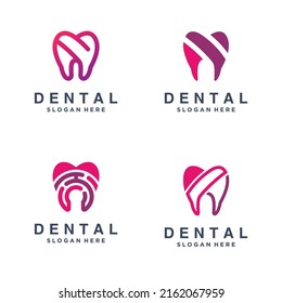 Set of dental logo icon with modern concept design Premium Vector