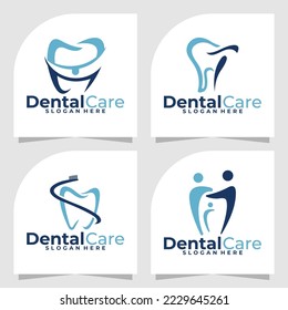 set of dental logo vector design template