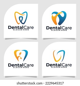 conjunto de plantillas de diseño de vectores de logotipo dental