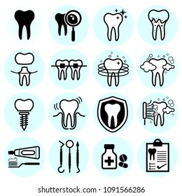 Set of Dental medicine icons in thin line style. Icons for web design, application or infographics. Vector illustration