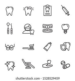 Set of dental related icon with simple line design 