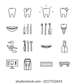 Set of dental and dental technicians icons