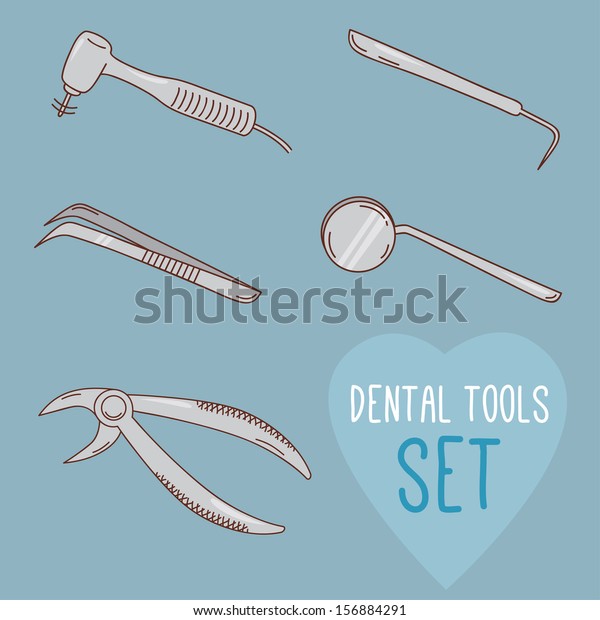 Set Dental Tools Cartoon Style Teeth Stock Vector (Royalty Free) 156884291