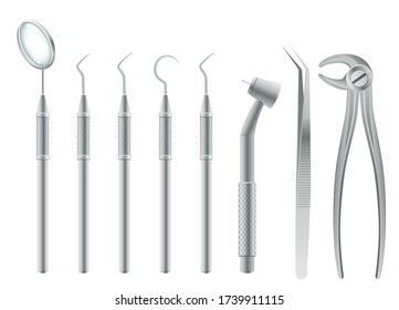 Set of dentist equipment.Graphic vector