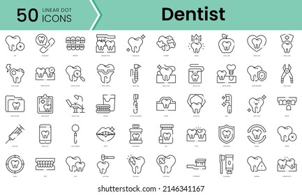 Set of dentist icons. Line art style icons bundle. vector illustration