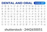 Set of dentist Icons. Simple line art style icons pack. Vector illustration. Dental elements stroke pictogram and minimal thin web icon set. Outline collection. illustration