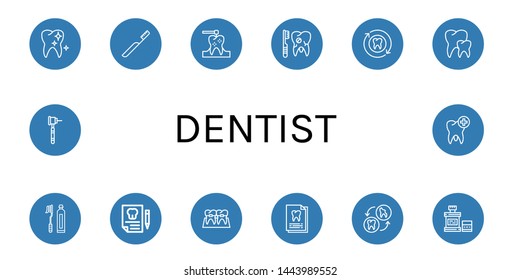 Set of dentist icons such as Healthy tooth, Toothbrush, Dental drill, Broken tooth, Tooth, Teeth, Dental insurance, Braces, Dental record, Mouthwash , dentist