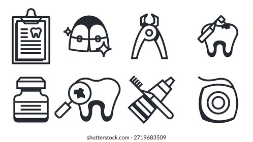 conjunto de ícones dentistas ilustração vetorial