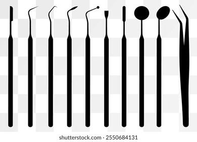 Set of dentist surgery tools isolated on white background. Dental surgical steel tools, Periodontal Scalers or surgeon teeth operation equipment. Realistic 3d vector illustration